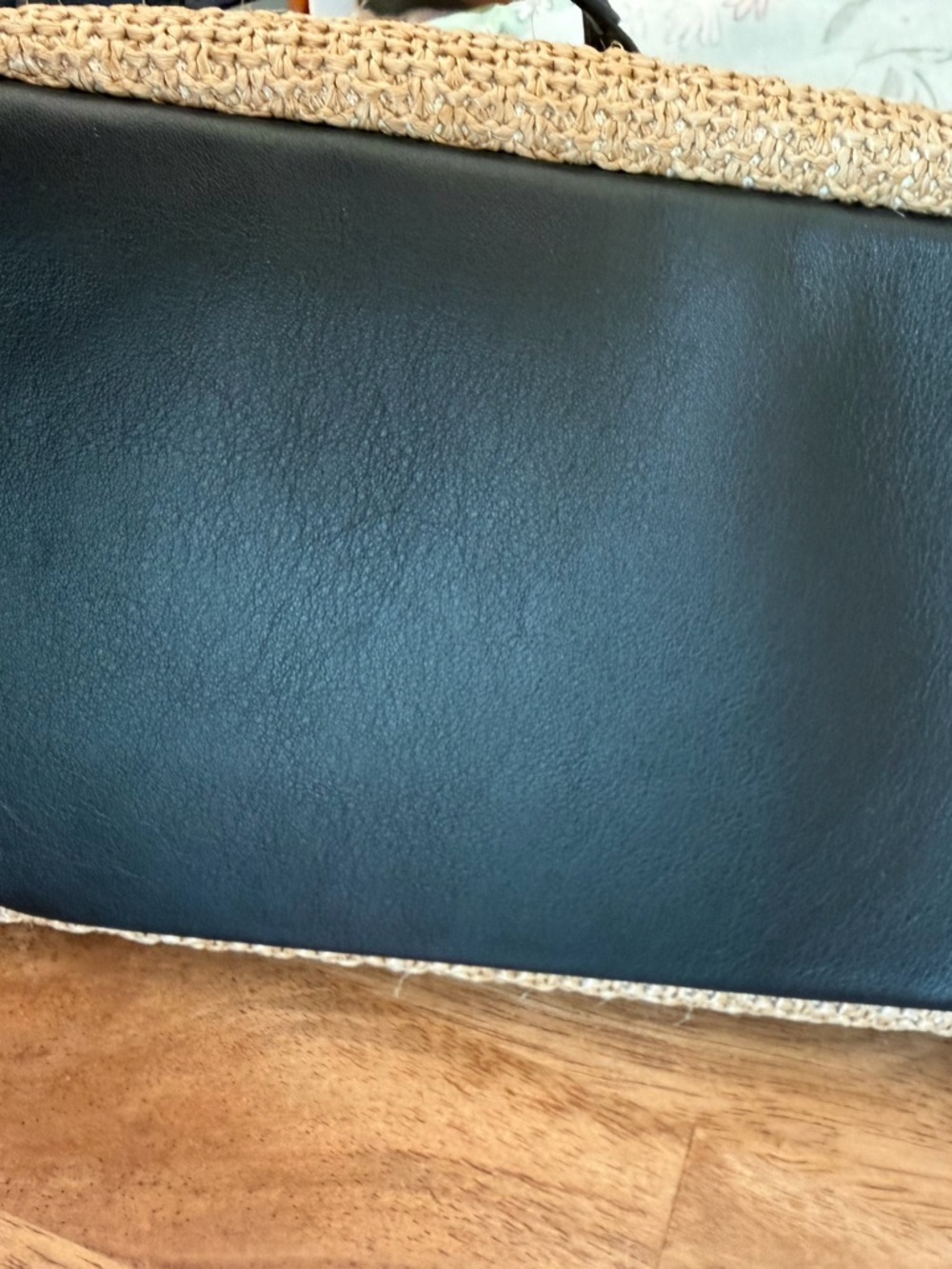 Coach Natural Straw Tote with Black Leather Trim - Picture 4 of 6